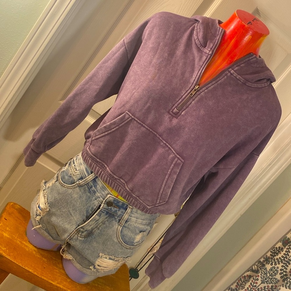 Hippie Rose Cozy Purple Hooded Sweater
